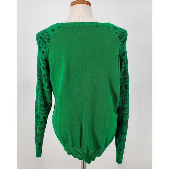 Holiday Sweater Women's XL Green Gingerbread Man Ugly Sweater‎ Pre-Owned - Picture 3 of 5
